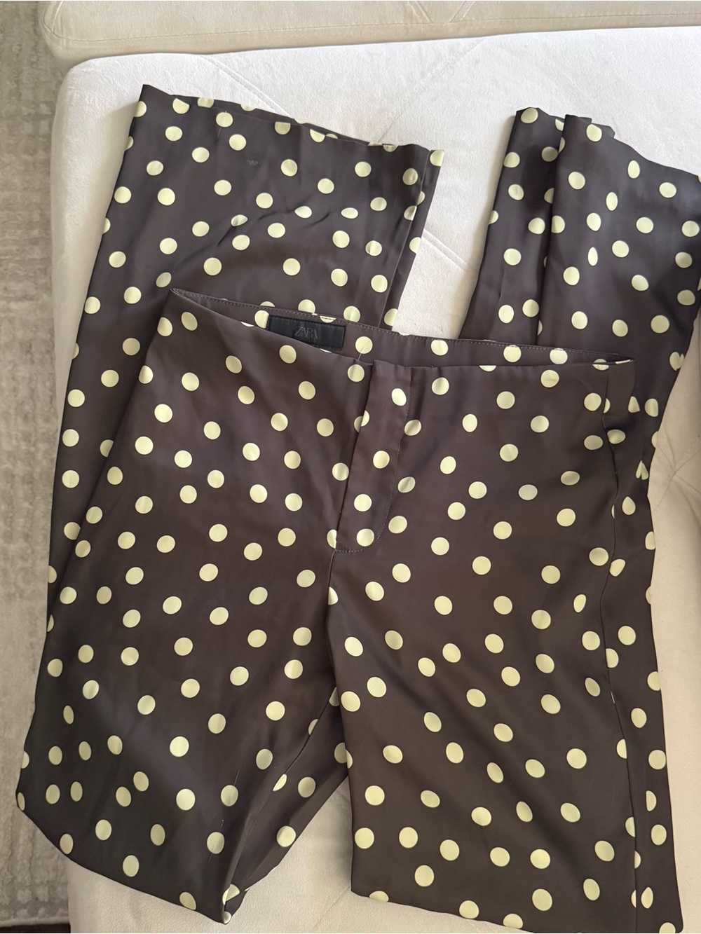 Zara Brown Polka Dot pants with light yellow Dots